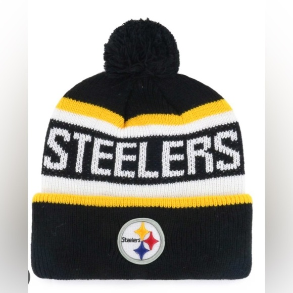 NFL Other - NEW - Pittsburgh Steelers Whitaker Cuffed Knit Hat with Pom - Black